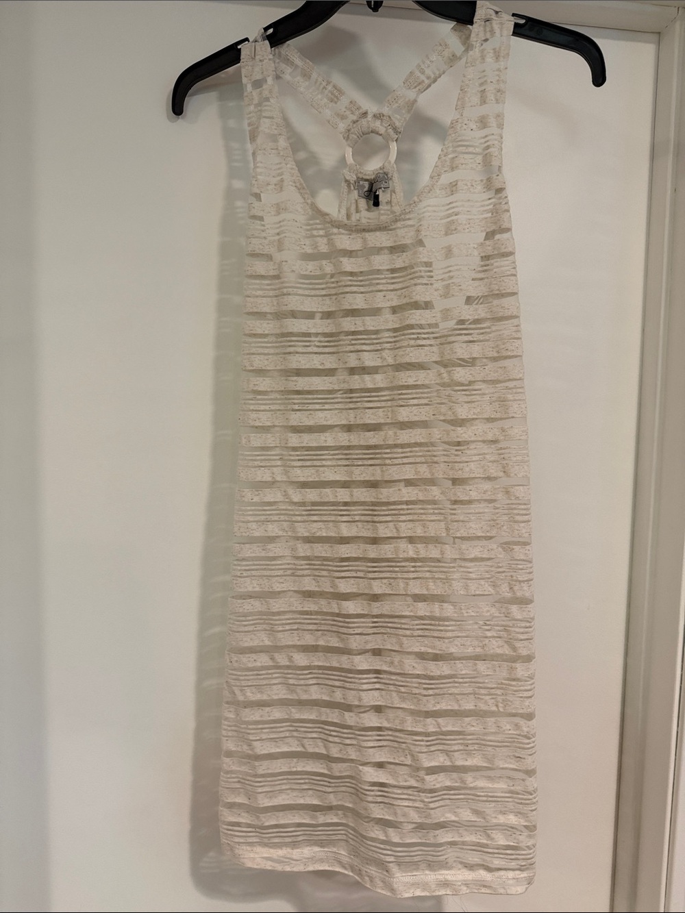 Sleeveless Cream Textured Racerback Swim Coverup
